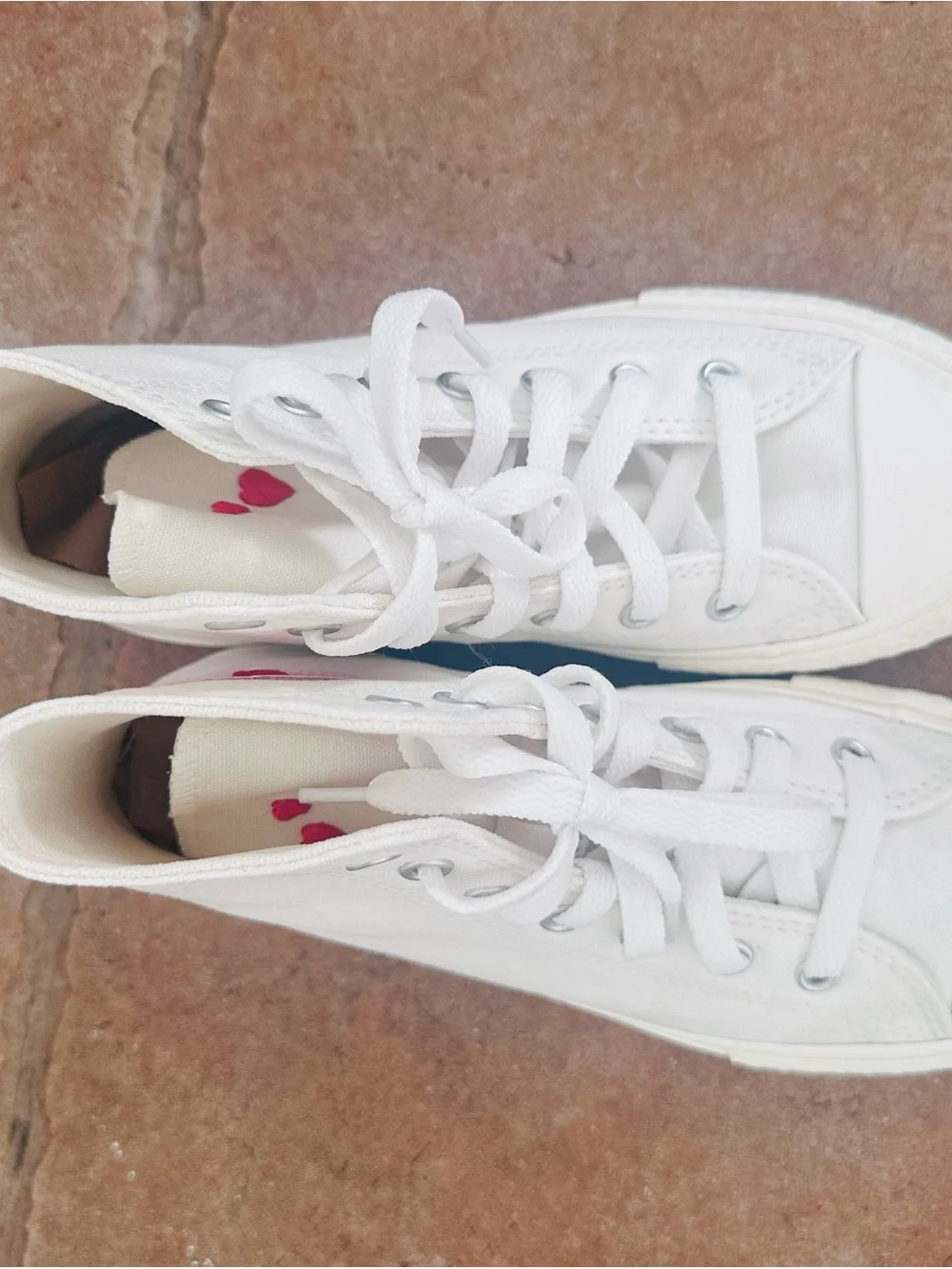 Converse White High-Top Sneakers with Pink Accents